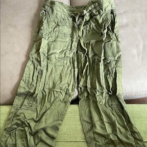 Bebe Green army Flare pants Size XS with pockets